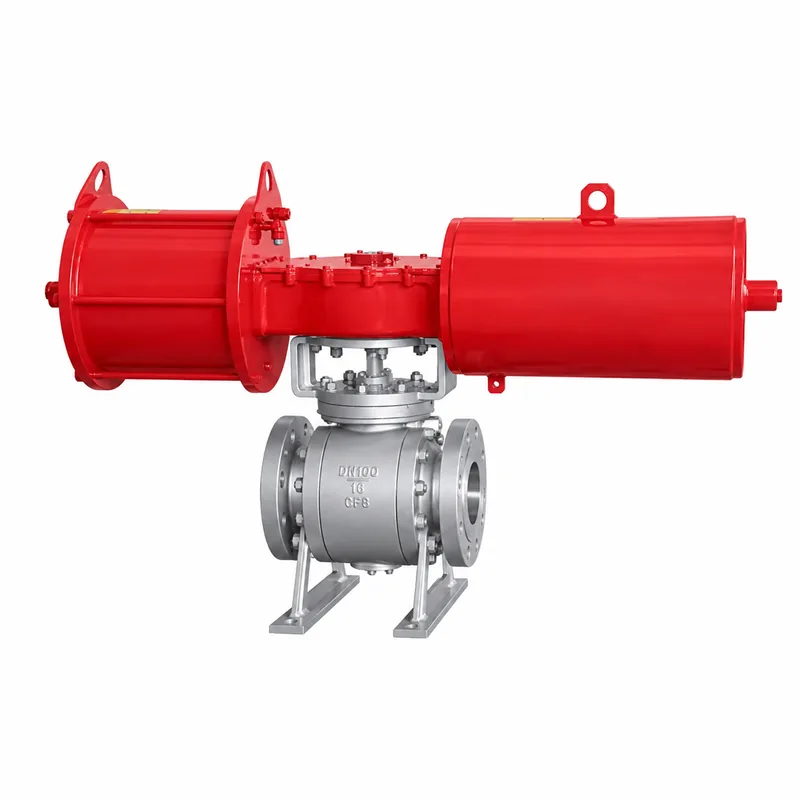 03 pneumatic actuated ball valve with red actuator