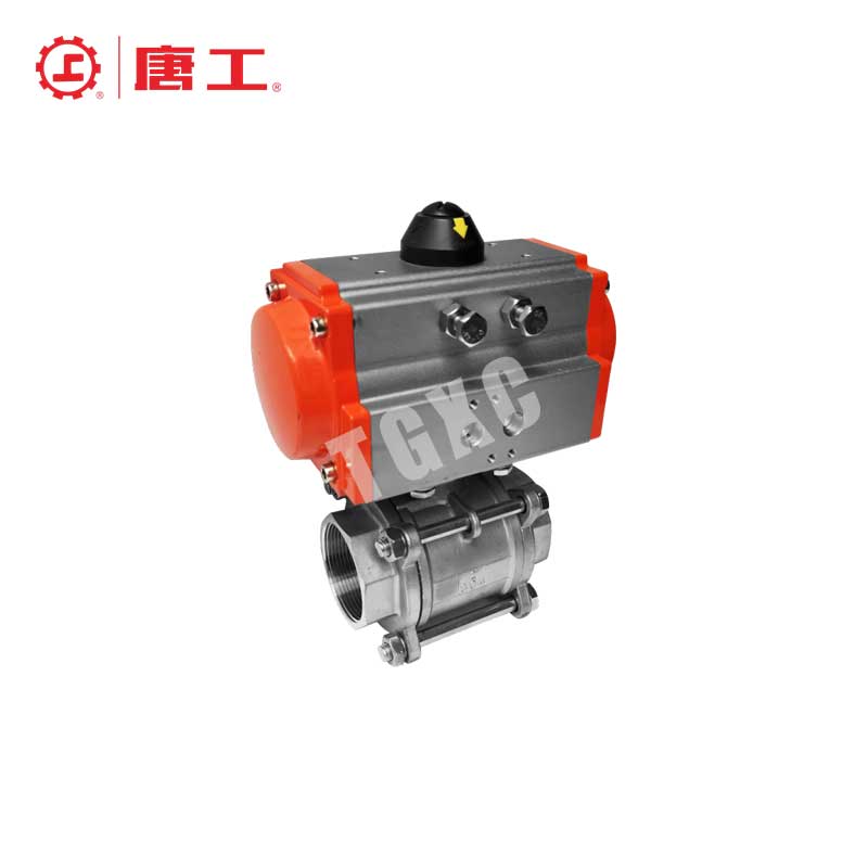 Pneumatic-three-piece threaded-ball-valve