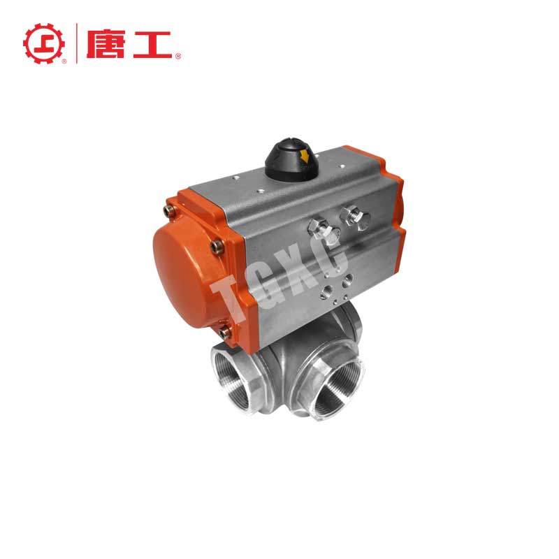 Pneumatic tee threaded ball valve