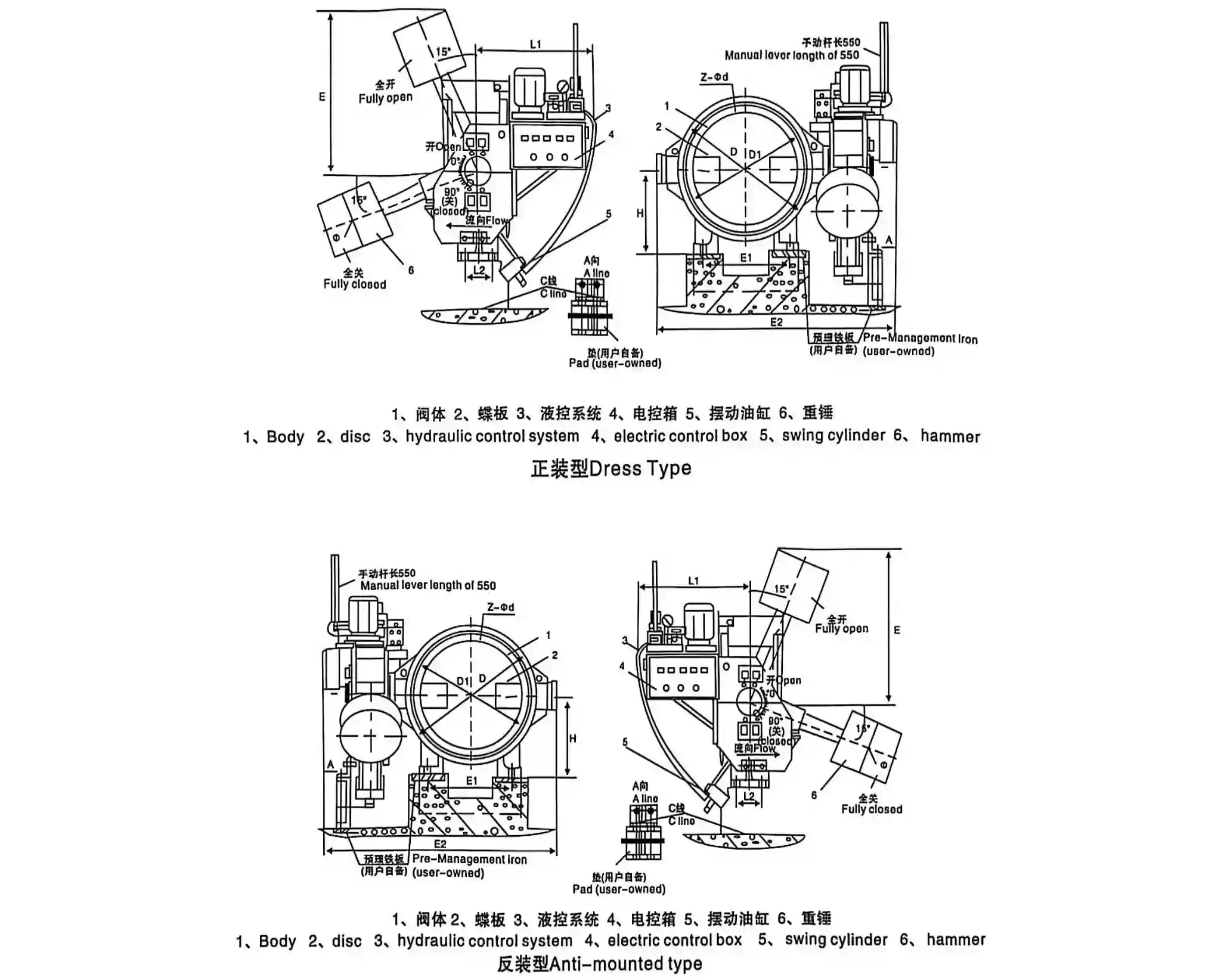 hydraulic control butterfly valve