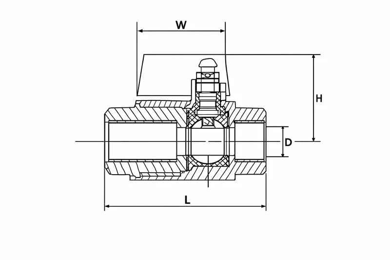 mini male ball valve diagram