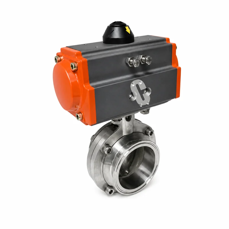 pneumatic stainless steel butterfly valve with aluminum actuator