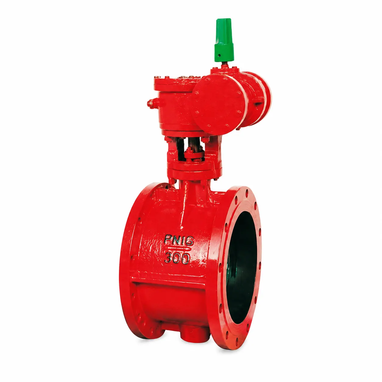 red flanged ball valve with gear actuator