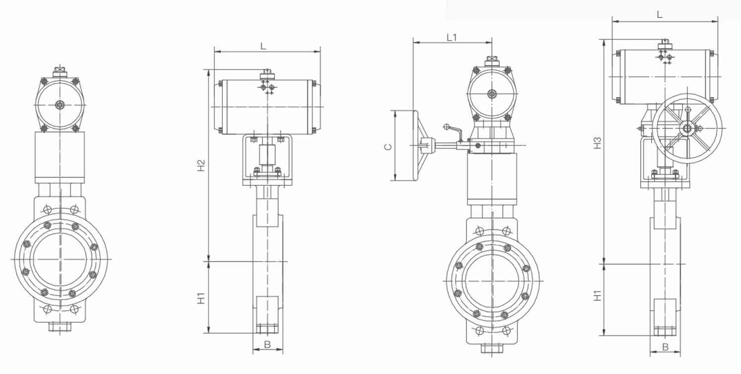 PNEUMATIC TRI-ECCENTRIC METAL SEAT BUTTERFLY VALVE Diagram