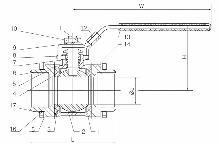 Three-Piece-Ball-Valve-Socket-Weld-Diagram