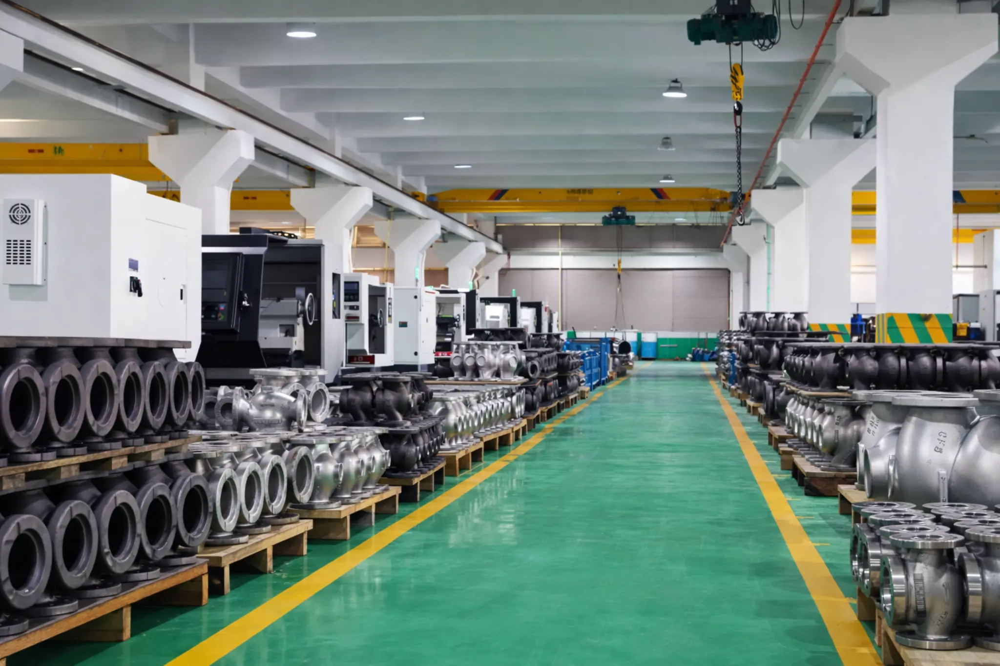 Factory workshop with CNC machinery