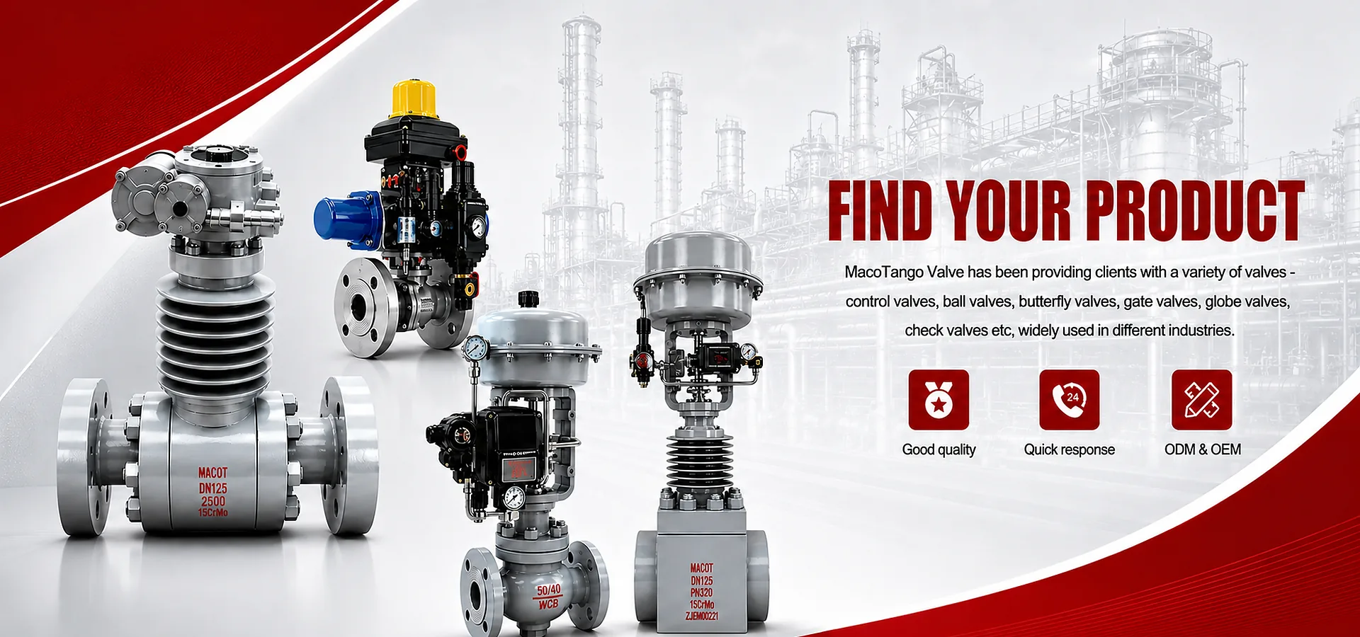 MacoTango industrial valve products for process pipeline applications