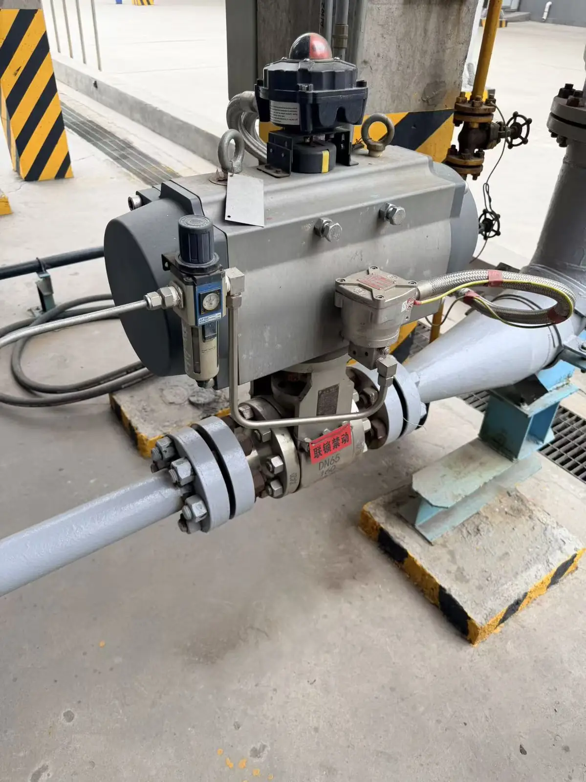 Pneumatic actuated ball valve in industrial pipeline service