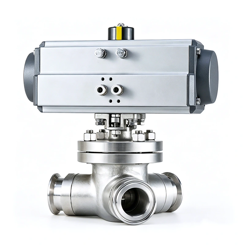 pneumatic y port three way ball valve