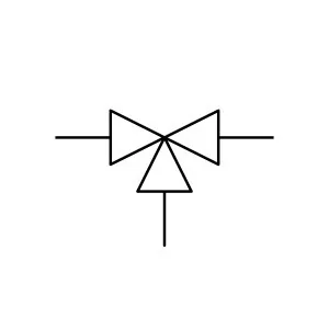 Three-way valve symbol in a P&ID
