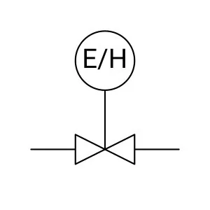 Electro-hydraulic operated valve symbol in a P&ID