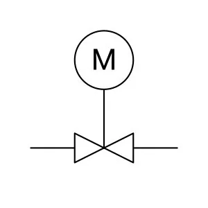 Motor operated valve symbol in a P&ID
