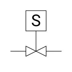 Solenoid valve symbol in a P&ID
