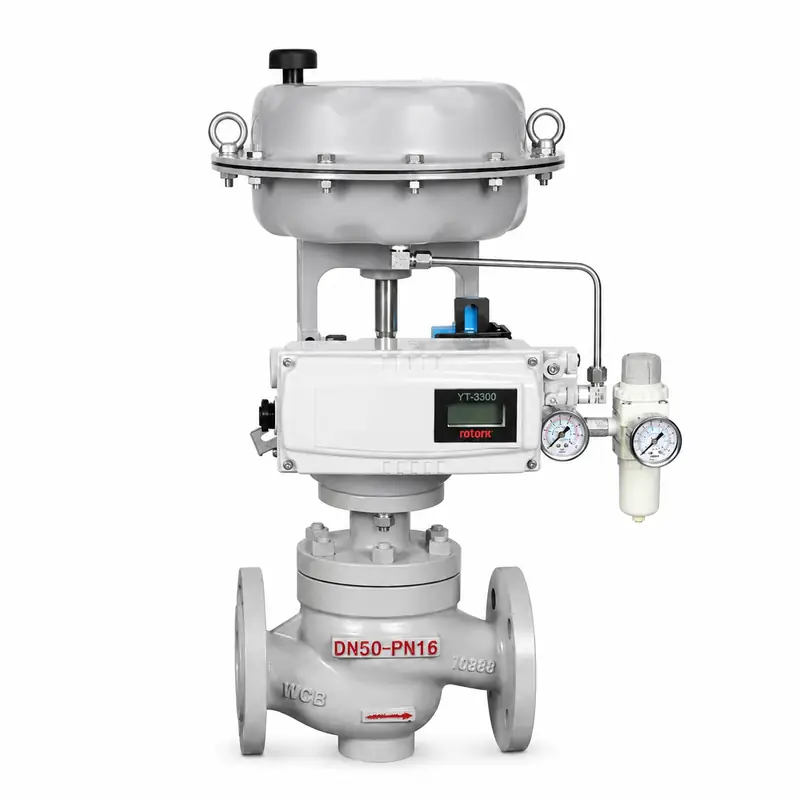 Globe control valve for continuous flow pressure temperature and level control