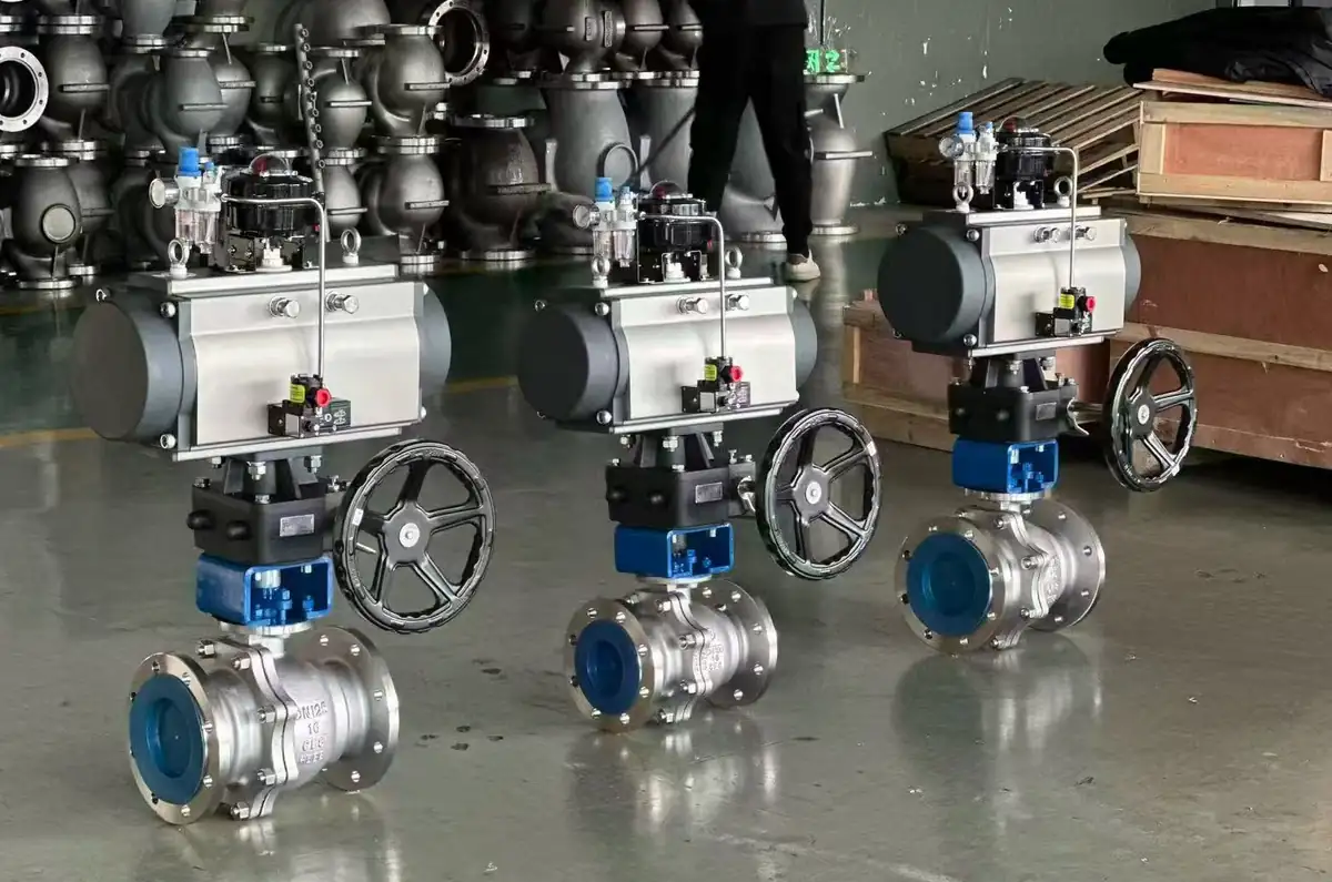 Pneumatic and electric actuated ball valve package for industrial process automation
